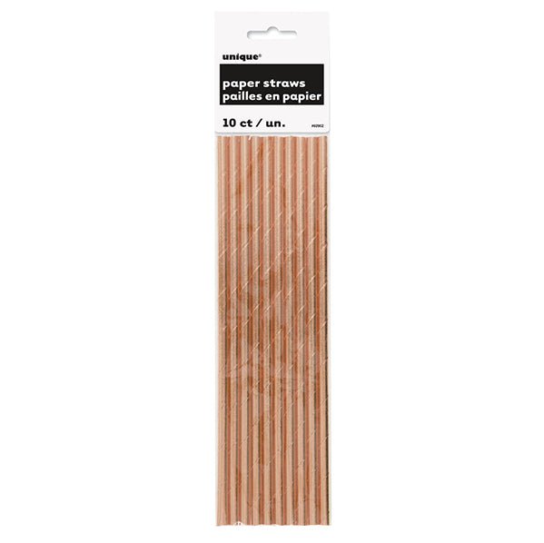 Rose Gold Foil Paper Straws (Pack of 10) - The Party Marketplace