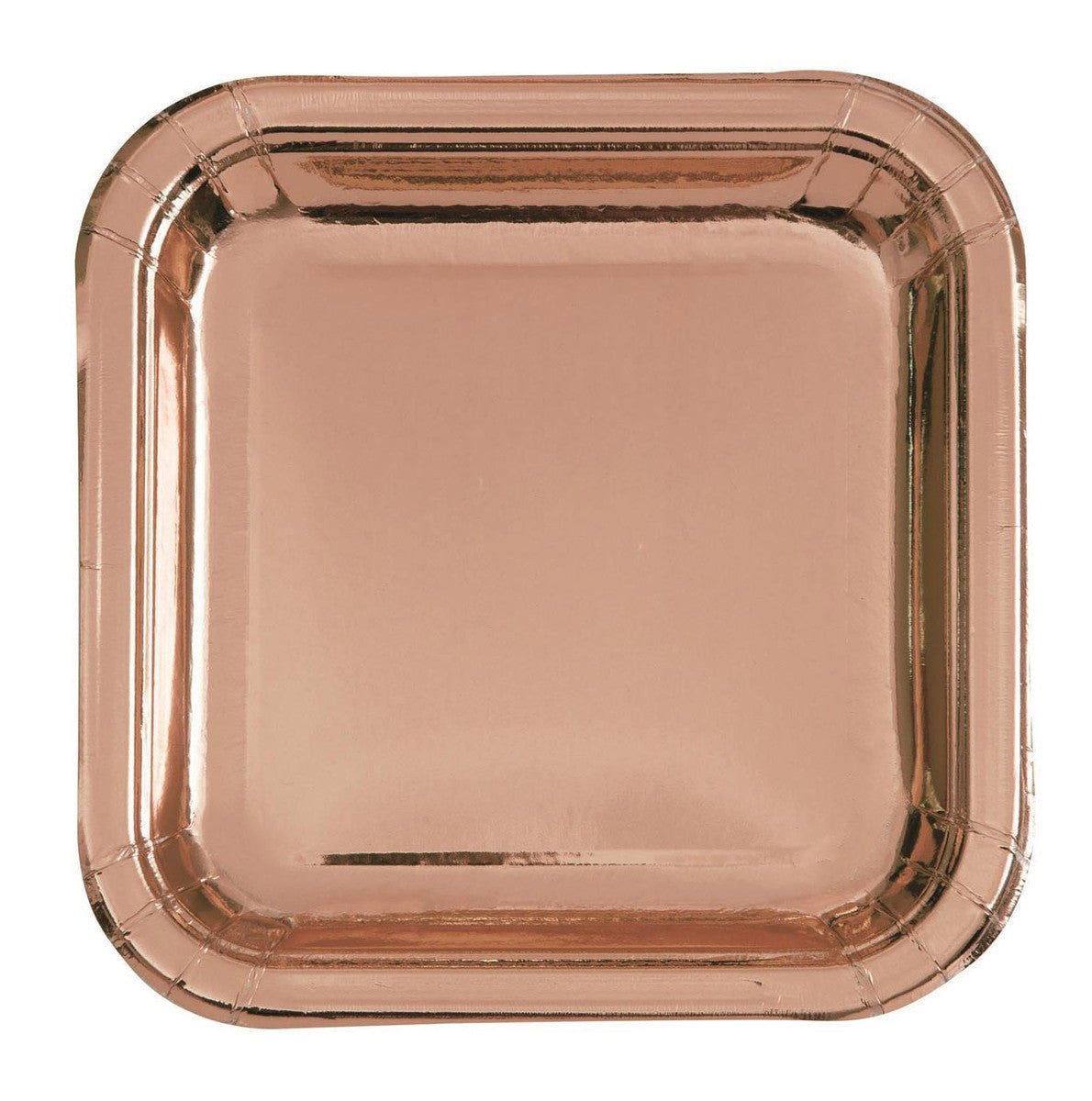 Rose Gold Foil Square Paper Plates 23.4cm (Pack of 8) - The Party Marketplace