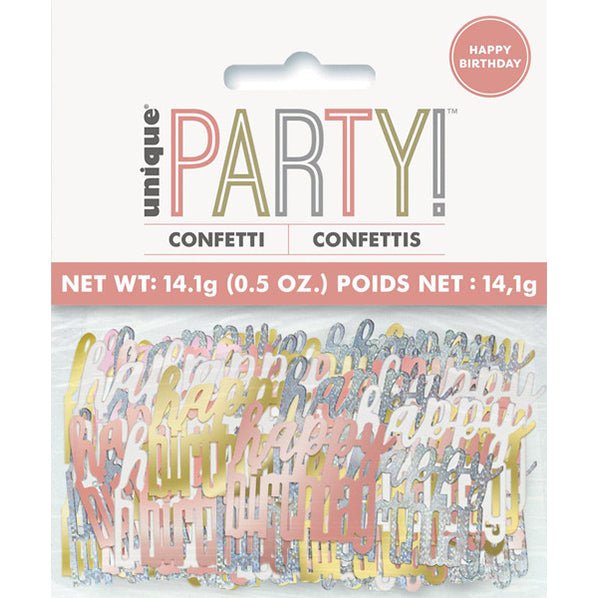 Rose Gold "Happy Birthday" Foil Confetti (14g) - The Party Marketplace