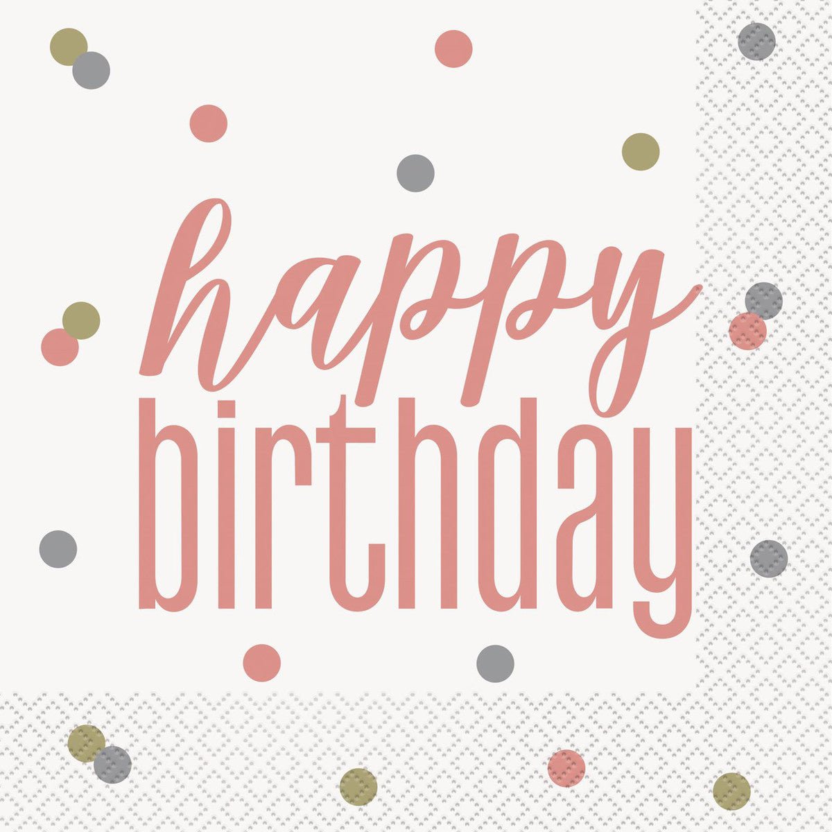 Rose Gold "Happy Birthday" Luncheon Napkins (Pack of 16) - The Party Marketplace