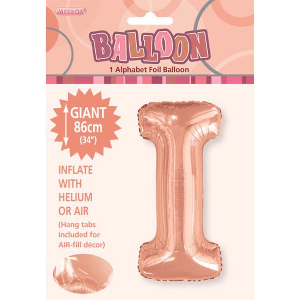 Rose Gold "I" Letter Foil Balloon (86cm) - The Party Marketplace