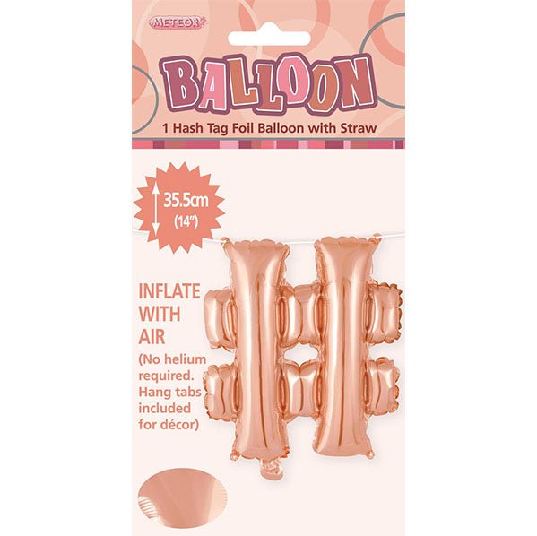 Rose Gold "#" Letter Foil Balloon (35cm) - The Party Marketplace