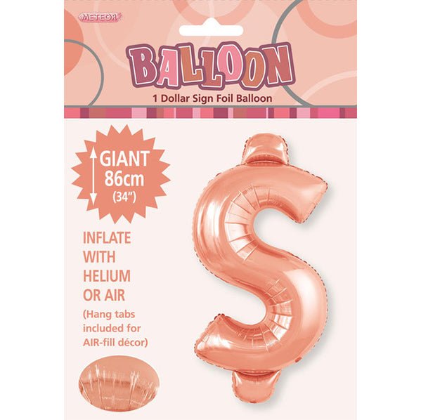 Rose Gold "$" Letter Foil Balloon (86cm) - The Party Marketplace