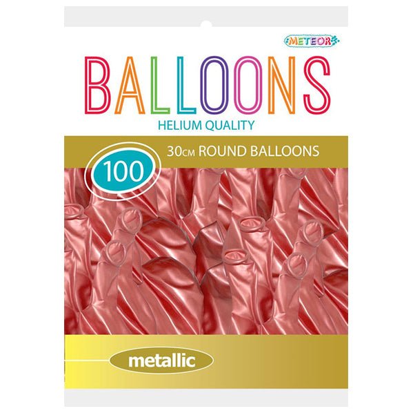 Rose Gold Metallic Balloons 30cm (Pack of 100) - The Party Marketplace