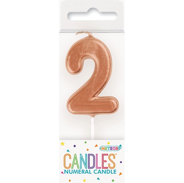 Rose Gold Mini Numeral Pick Candle - 2 - The Party Marketplace