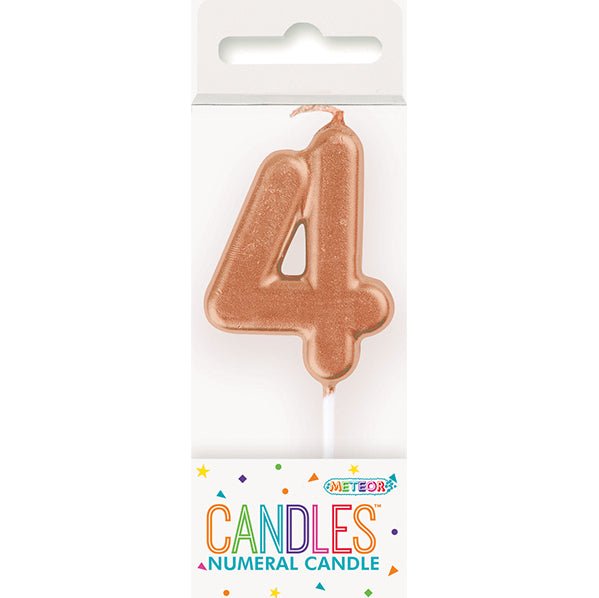 Rose Gold Mini Numeral Pick Candle - 4 - The Party Marketplace