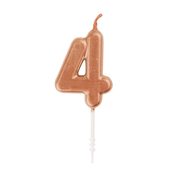 Rose Gold Mini Numeral Pick Candle - 4 - The Party Marketplace
