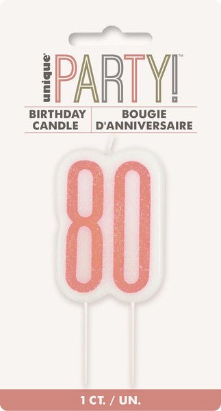 Rose Gold Numeral Pick Candle - 80 - The Party Marketplace