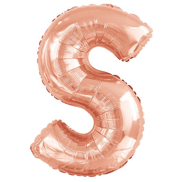 Rose Gold "S" Letter Foil Balloon (86cm) - The Party Marketplace