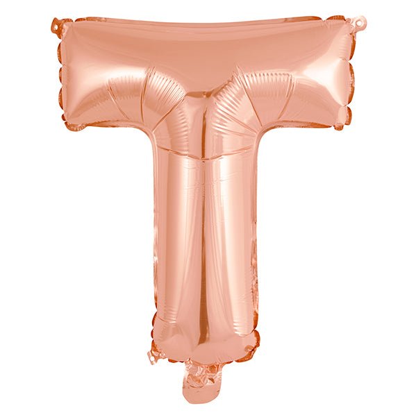 Rose Gold "T" Letter Foil Balloon (35cm) - The Party Marketplace