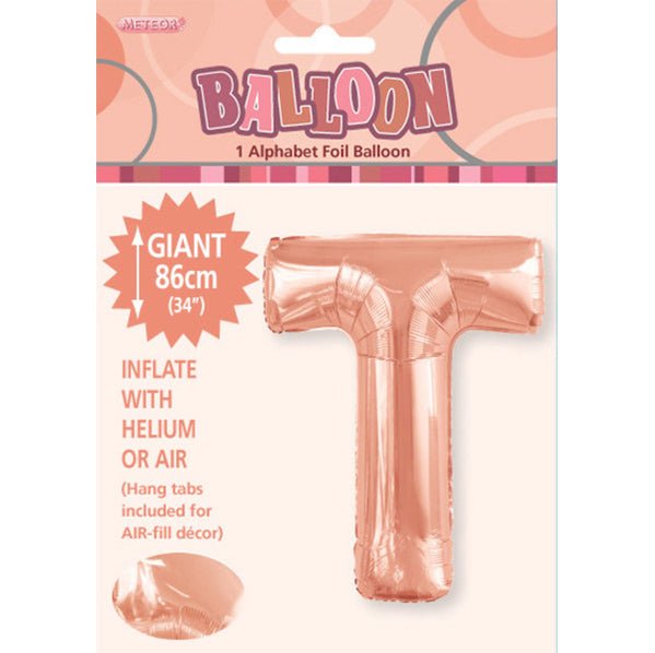 Rose Gold "T" Letter Foil Balloon (86cm) - The Party Marketplace