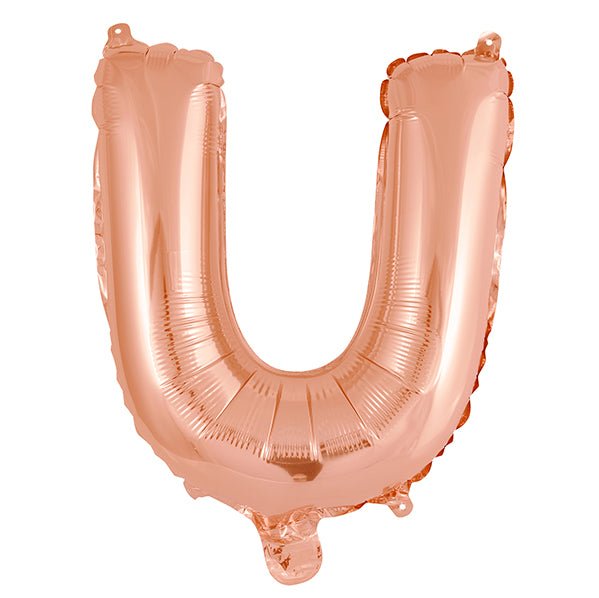 Rose Gold "U" Letter Foil Balloon (35cm) - The Party Marketplace