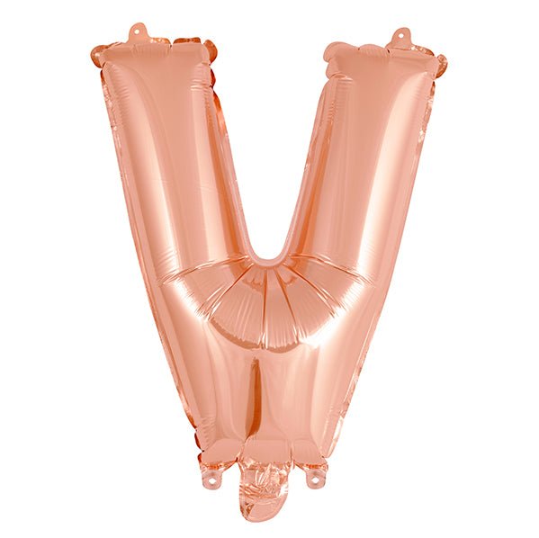 Rose Gold "V" Letter Foil Balloon (35cm) - The Party Marketplace