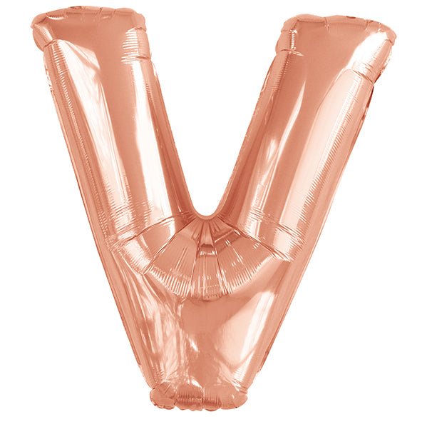 Rose Gold "V" Letter Foil Balloon (86cm) - The Party Marketplace