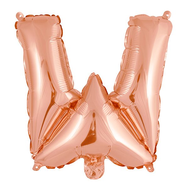 Rose Gold "W" Letter Foil Balloon (35cm) - The Party Marketplace