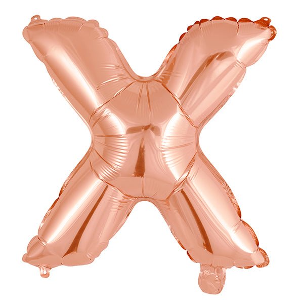 Rose Gold "X" Letter Foil Balloon (35cm) - The Party Marketplace