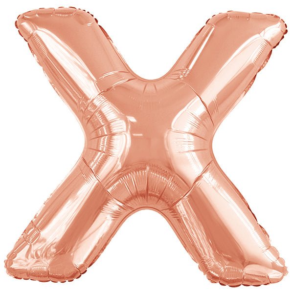 Rose Gold "X" Letter Foil Balloon (86cm) - The Party Marketplace