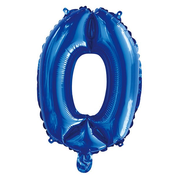 Royal Blue "0" Numeral Foil Balloon (35cm) - The Party Marketplace