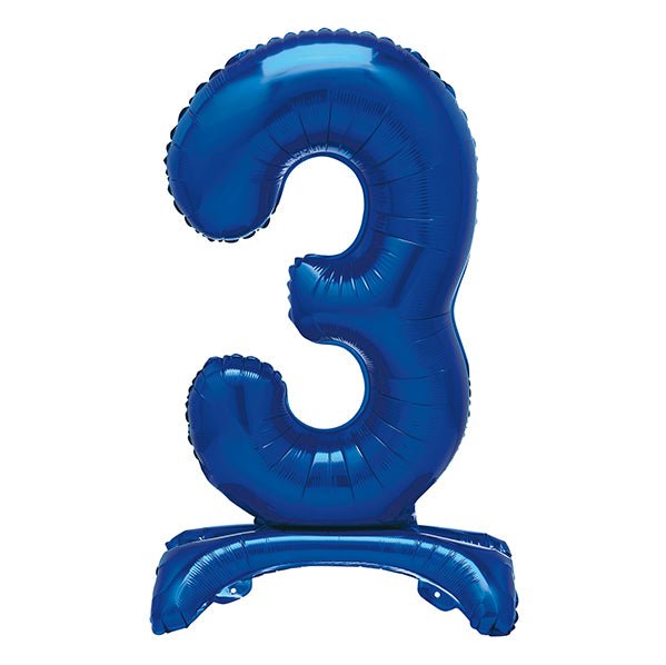 Royal Blue "3" Giant Standing Numeral Foil Balloon (76cm) - The Party Marketplace