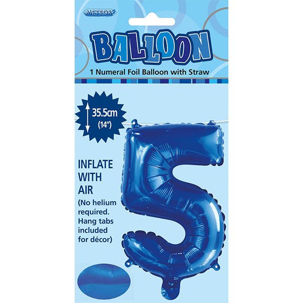 Royal Blue "5" Numeral Foil Balloon (35cm) - The Party Marketplace