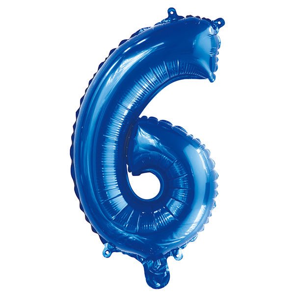 Royal Blue "6" Numeral Foil Balloon (35cm) - The Party Marketplace