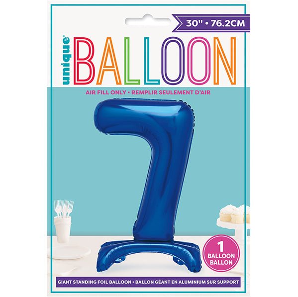 Royal Blue "7" Giant Standing Numeral Foil Balloon (76cm) - The Party Marketplace