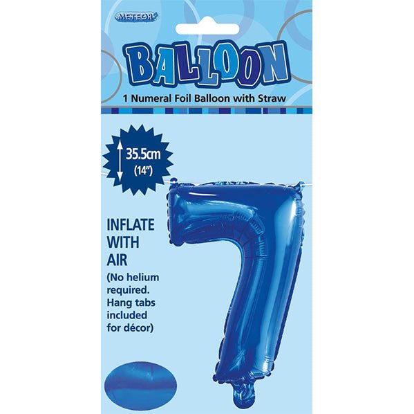 Royal Blue "7" Numeral Foil Balloon (35cm) - The Party Marketplace