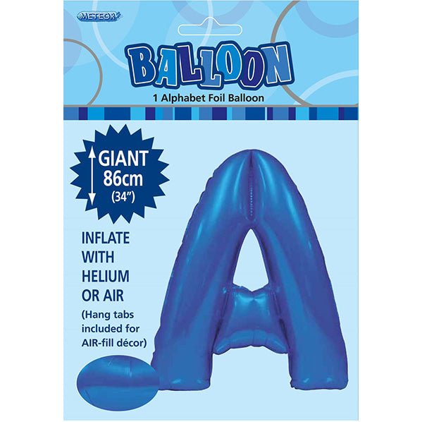 Royal Blue "A" Letter Foil Balloon (86cm) - The Party Marketplace
