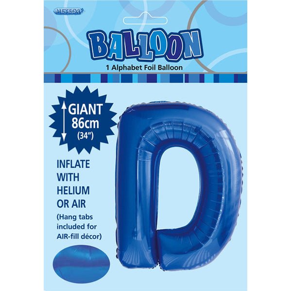 Royal Blue "D" Letter Foil Balloon (86cm) - The Party Marketplace