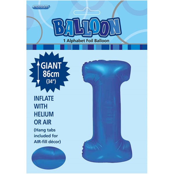 Royal Blue "I" Letter Foil Balloon (86cm) - The Party Marketplace