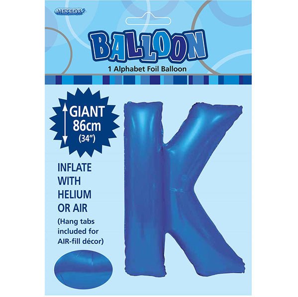 Royal Blue "K" Letter Foil Balloon (86cm) - The Party Marketplace