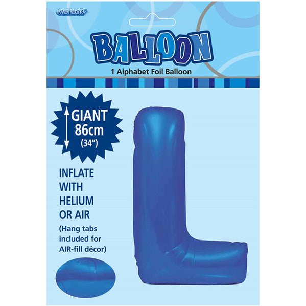Royal Blue "L" Letter Foil Balloon (86cm) - The Party Marketplace
