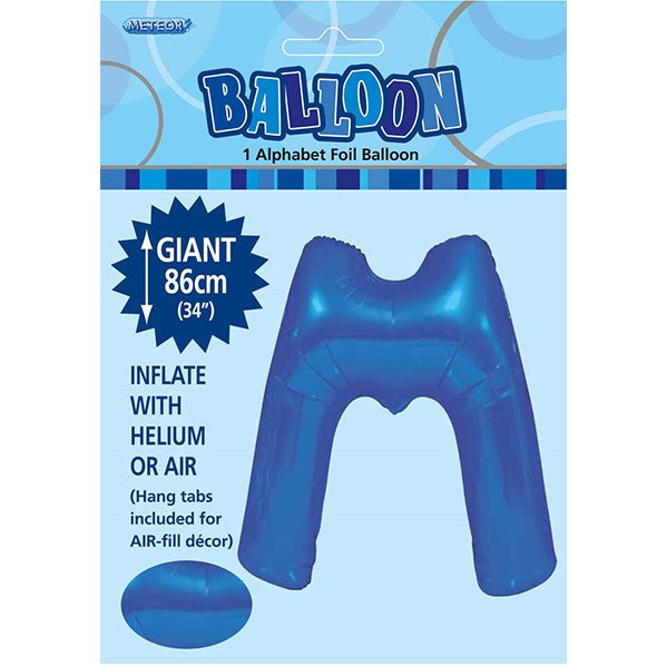 Royal Blue "M" Letter Foil Balloon (86cm) - The Party Marketplace