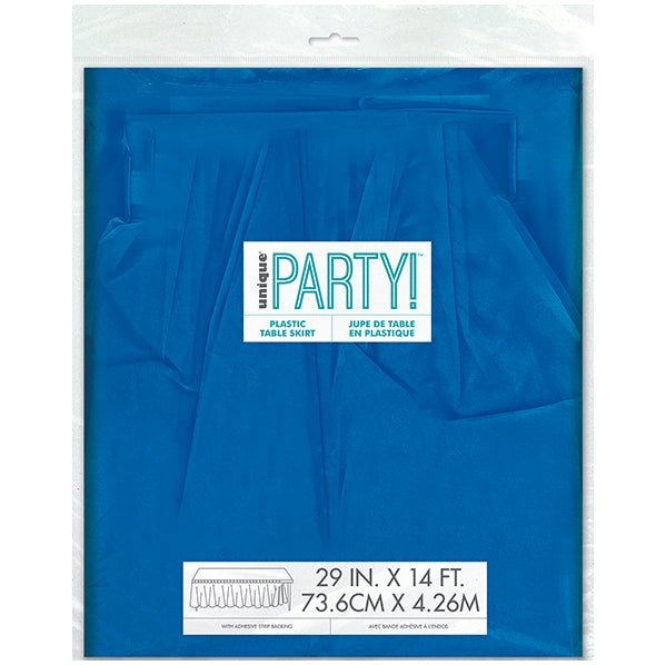 Royal Blue Plastic Tableskirt 73cm x 4.3m - The Party Marketplace