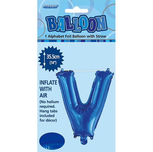 Royal Blue "V" Letter Foil Balloon (35cm) - The Party Marketplace