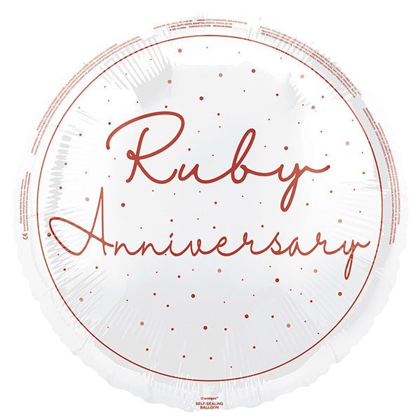"Ruby Anniversary" Foil Balloon 45cm - The Party Marketplace