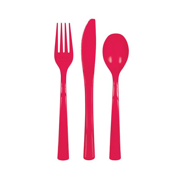 Ruby Red Assorted Cutlery (Pack of 18) - The Party Marketplace