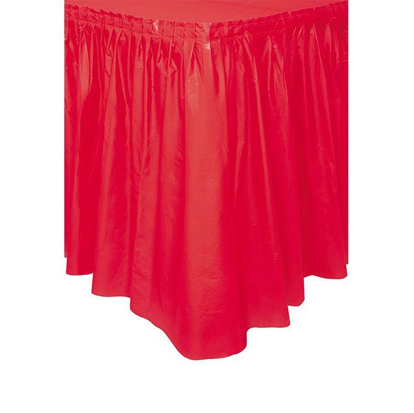 Ruby Red Plastic Tableskirt 73cm x 4.3m - The Party Marketplace
