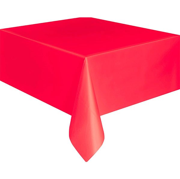 Ruby Red Rectangular Plastic Tablecover 137cm x 274cm - The Party Marketplace