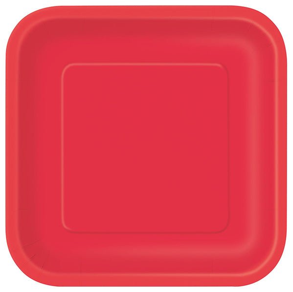 Ruby Red Square Paper Plates 18cm (Pack of 8) - The Party Marketplace