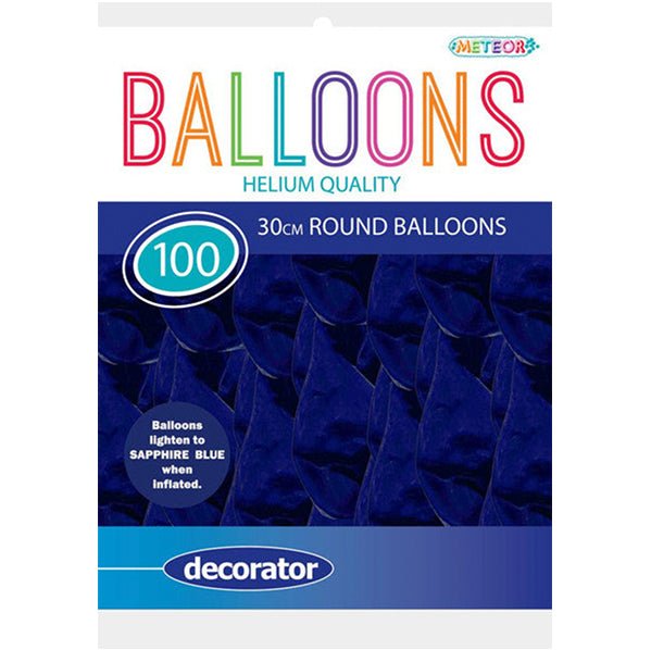 Sapphire Blue Decorator Balloons 30cm (Pack of 100) - The Party Marketplace