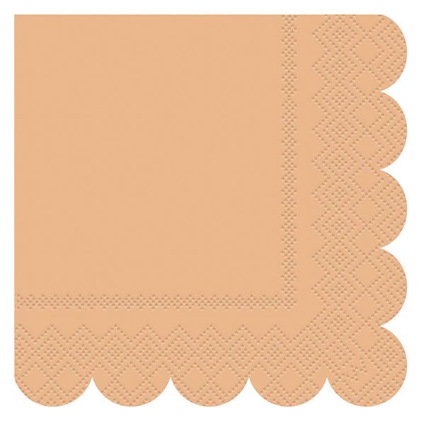Scalloped Edge Beverage Napkins - Assorted Colours - Brown, Peach & Coral (Pack of 16) - The Party Marketplace