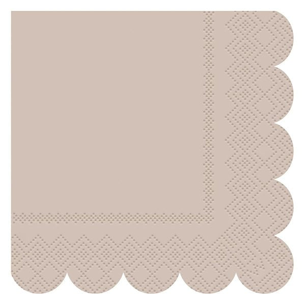 Scalloped Edge Beverage Napkins - Assorted Colours - Brown, Peach & Coral (Pack of 16) - The Party Marketplace