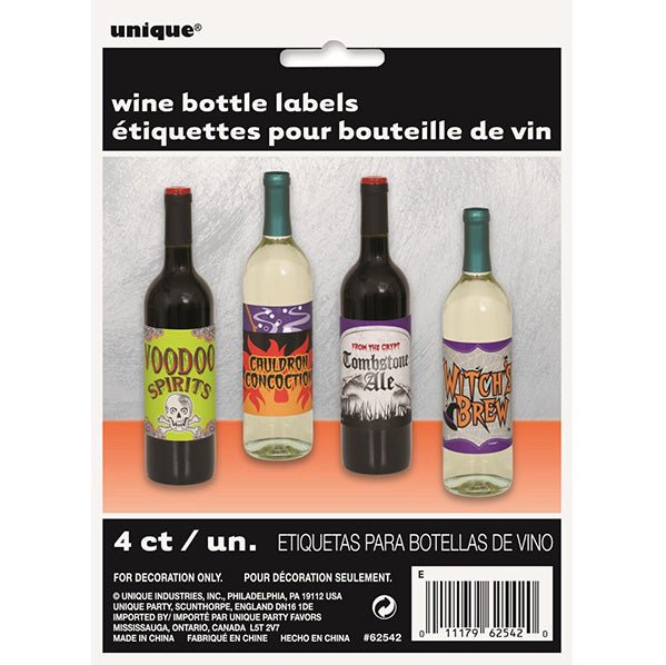Scary Wine Bottle Labels (Pack of 4) - The Party Marketplace