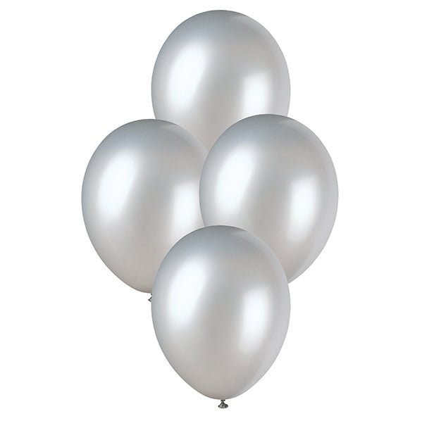 Shimmering Silver Pearl Premium Balloons 30cm (Pack of 50) - The Party Marketplace