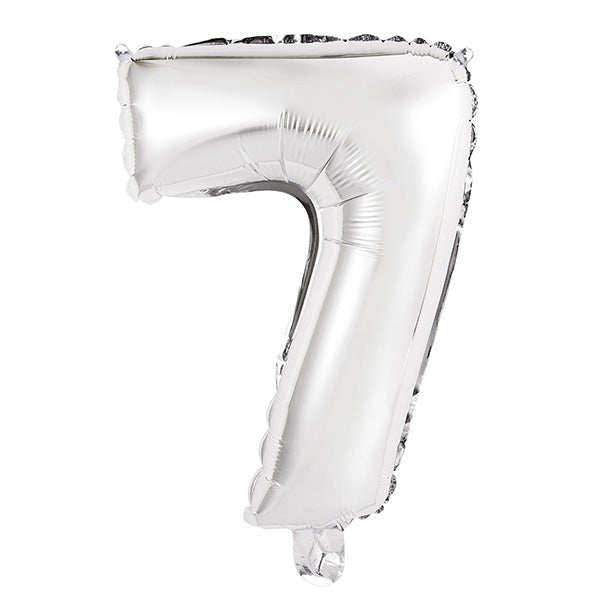 Silver "7" Numeral Foil Balloon (35cm) - The Party Marketplace