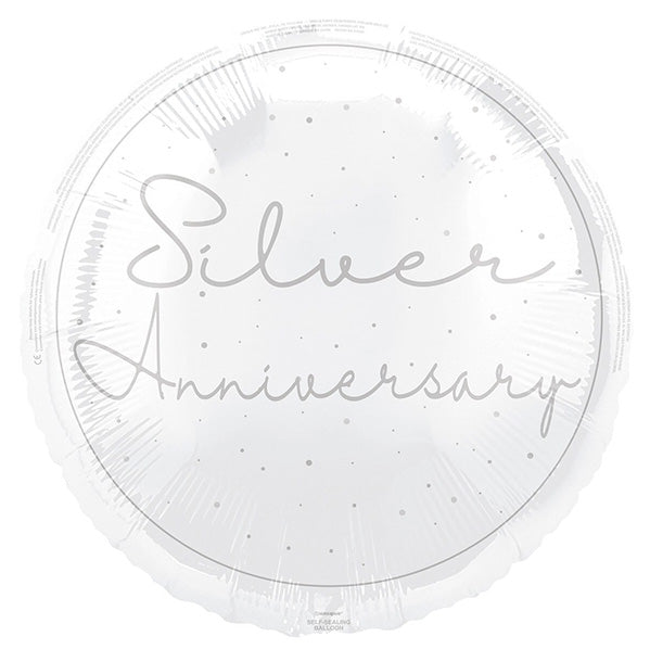 "Silver Anniversary" Foil Balloon 45cm - The Party Marketplace
