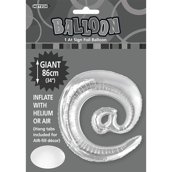 Silver "@" Letter Foil Balloon (86cm) - The Party Marketplace
