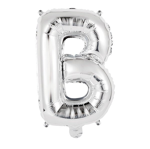 Silver "B" Letter Foil Balloon (35cm) - The Party Marketplace