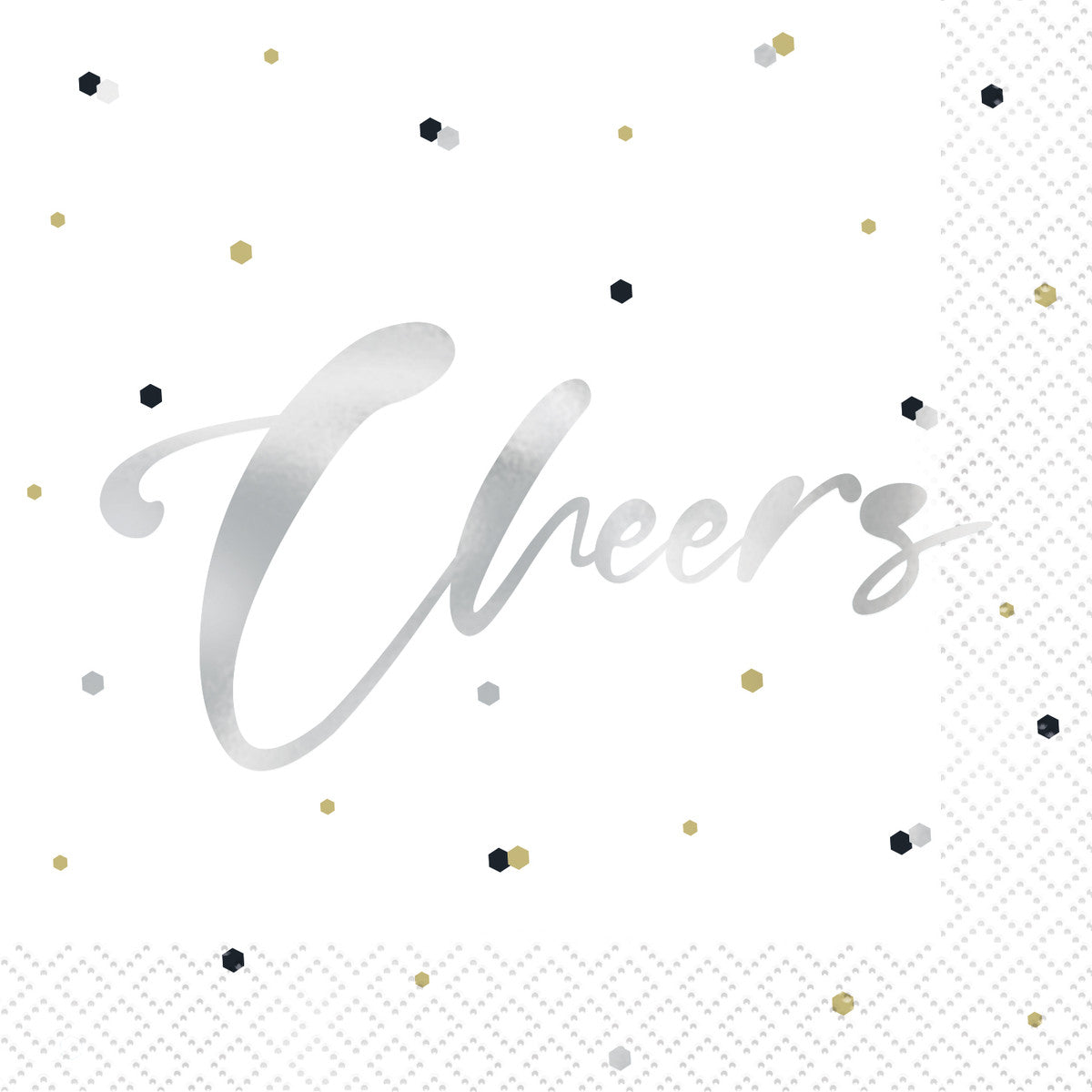 Silver Birthday Foil Stamped "Cheers" Beverage Napkins (Pack of 16) - The Party Marketplace